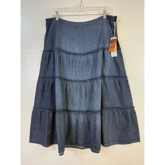 Jones Wear Jeans Women Skirts Size 12 Blue Wash Denim Casual Western Y2K NWT - Picture 2 of 9